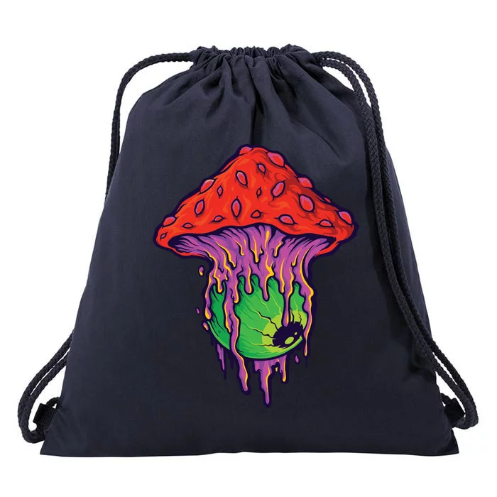 Trippy Melting Mushroom Drawstring Bag