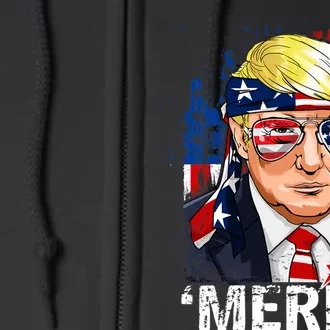 Trump Merica Murica 4th Of July American Flag Full Zip Hoodie