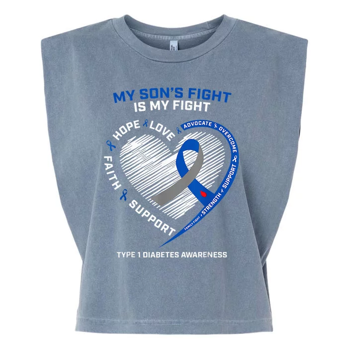 T1d Mom My SonS Fight Is My Fight Type 1 Diabetes Awareness Garment-Dyed Women's Muscle Tee