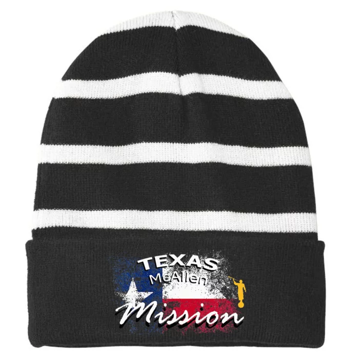 Texas Mcallen Mormon Lds Mission Missionary Striped Beanie with Solid Band