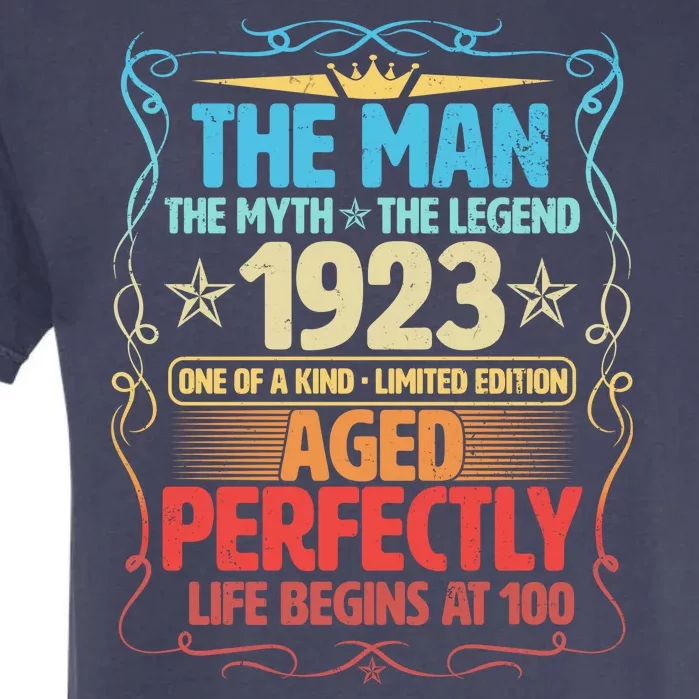 The Man Myth Legend 1923 Aged Perfectly 100th Birthday Garment-Dyed Heavyweight T-Shirt