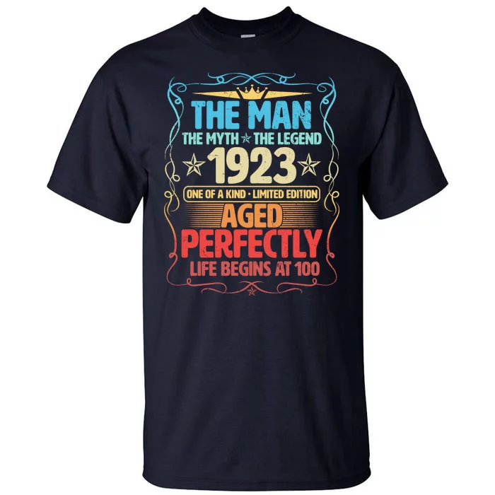 The Man Myth Legend 1923 Aged Perfectly 100th Birthday Tall T-Shirt