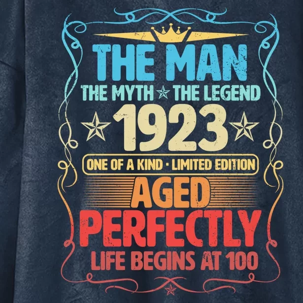 The Man Myth Legend 1923 Aged Perfectly 100th Birthday Hooded Wearable Blanket