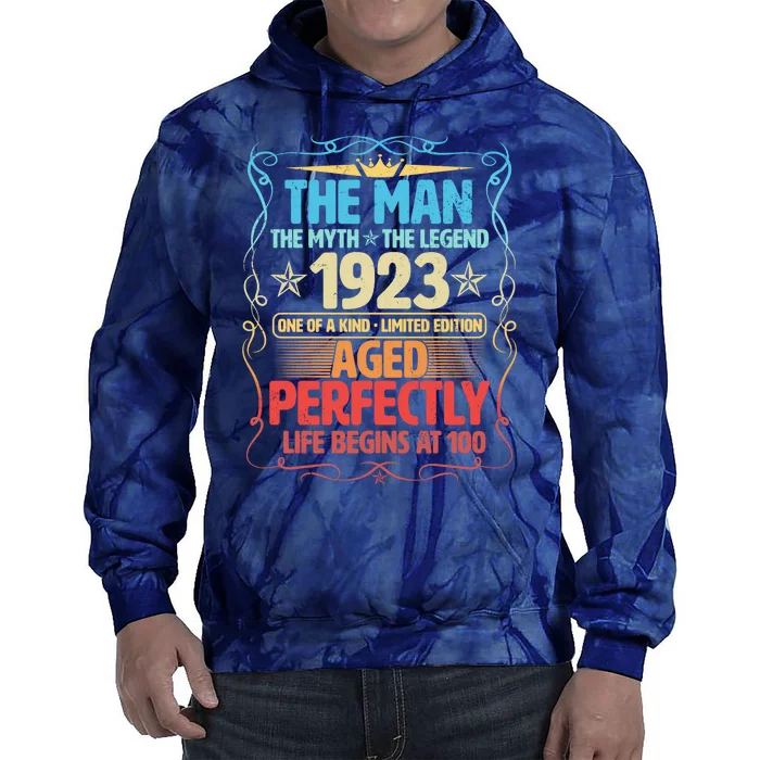 The Man Myth Legend 1923 Aged Perfectly 100th Birthday Tie Dye Hoodie