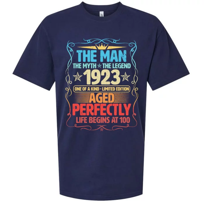 The Man Myth Legend 1923 Aged Perfectly 100th Birthday Sueded Cloud Jersey T-Shirt