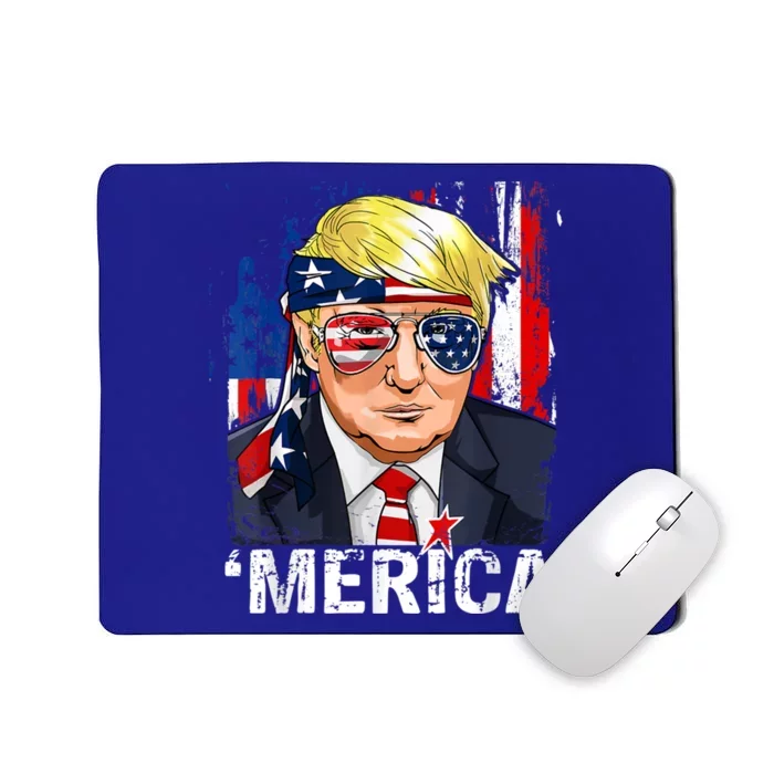 Trump Merica Murica 4th Of July American Flag Funny Gift Mousepad