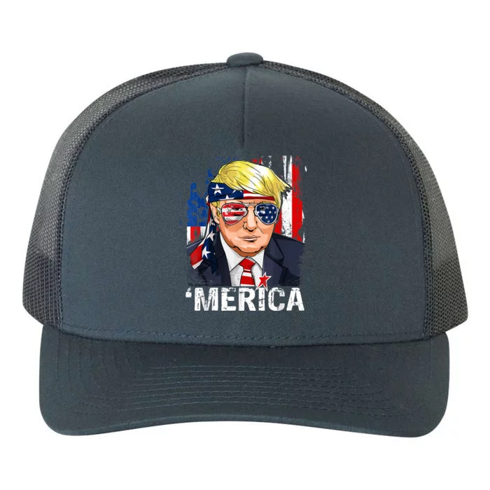 Trump Merica Murica 4th Of July American Flag Funny Gift Yupoong Adult 5-Panel Trucker Hat