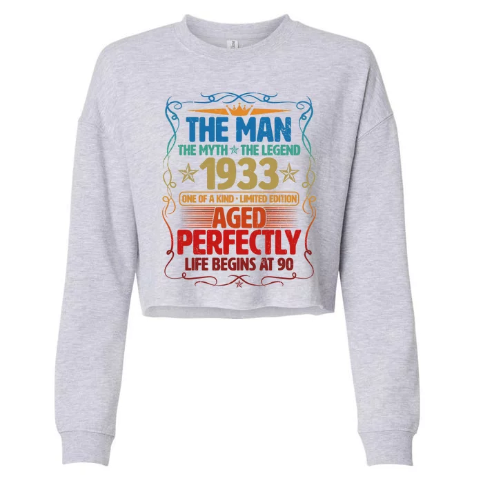 The Man Myth Legend 1933 Aged Perfectly 90th Birthday Cropped Pullover Crew