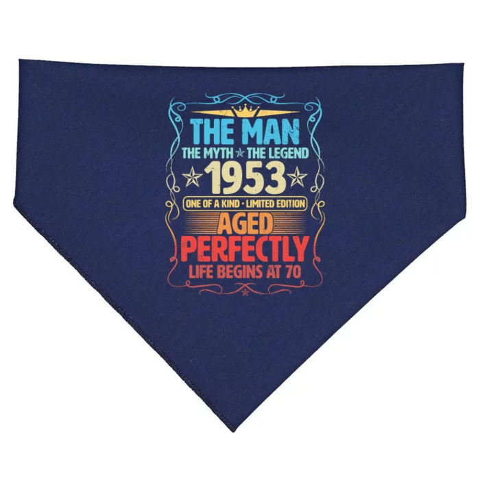 The Man Myth Legend 1953 Aged Perfectly 70th Birthday USA-Made Doggie Bandana