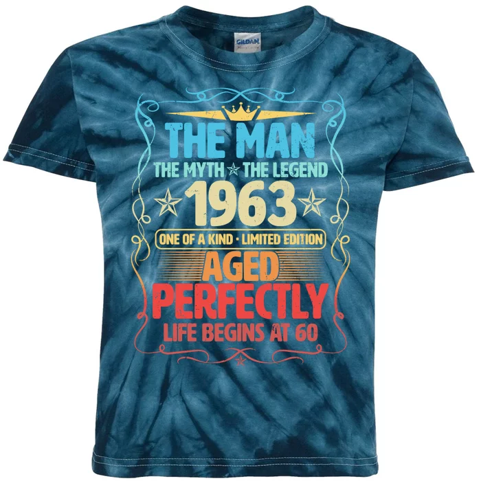 The Man Myth Legend 1963 Aged Perfectly 60th Birthday Kids Tie-Dye T-Shirt