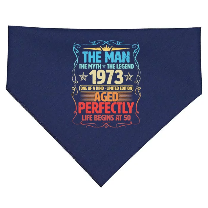 The Man Myth Legend 1973 Aged Perfectly 50th Birthday USA-Made Doggie Bandana