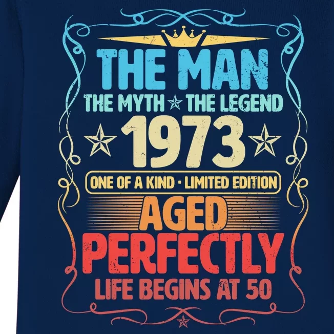 The Man Myth Legend 1973 Aged Perfectly 50th Birthday Baby Long Sleeve Bodysuit