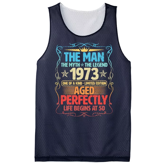 The Man Myth Legend 1973 Aged Perfectly 50th Birthday Mesh Reversible Basketball Jersey Tank