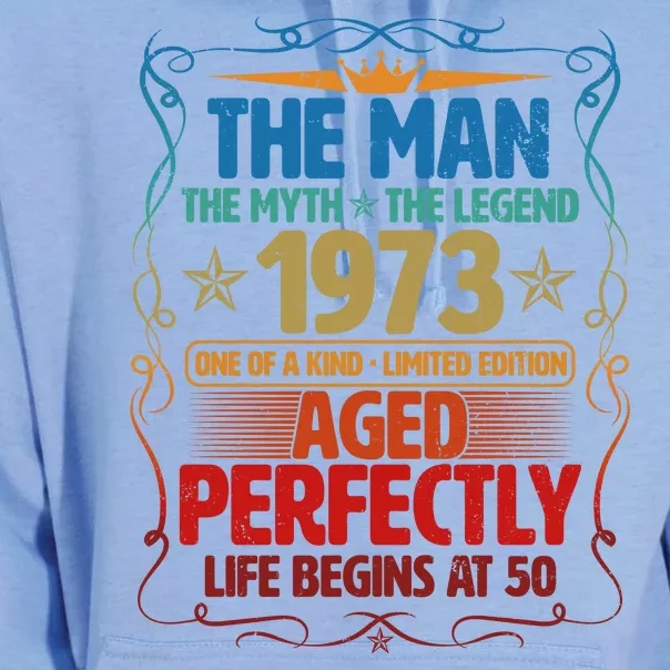 The Man Myth Legend 1973 Aged Perfectly 50th Birthday Unisex Surf Hoodie