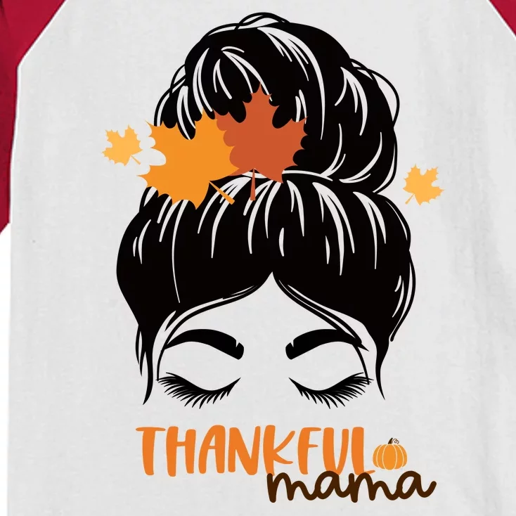 Thankful Mama Messy Bun Autumn Kids Colorblock Raglan Jersey