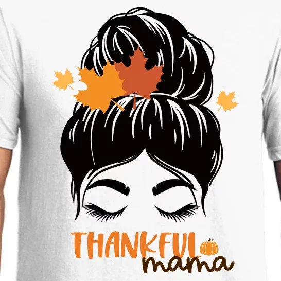 Thankful Mama Messy Bun Autumn Pajama Set