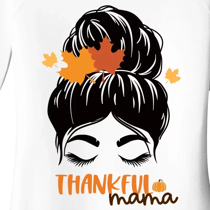 Thankful Mama Messy Bun Autumn Women's Perfect Tri Tunic Long Sleeve Shirt