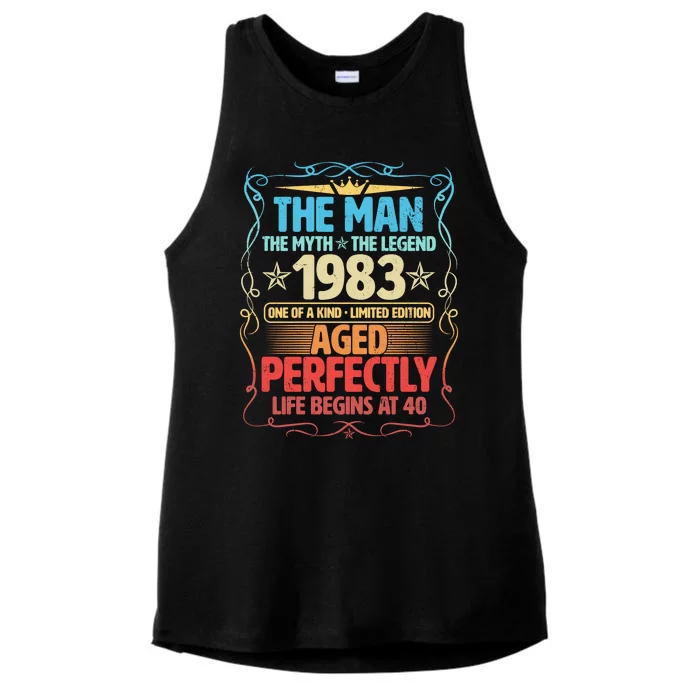 The Man Myth Legend 1983 Aged Perfectly 40th Birthday Ladies Tri-Blend Wicking Tank