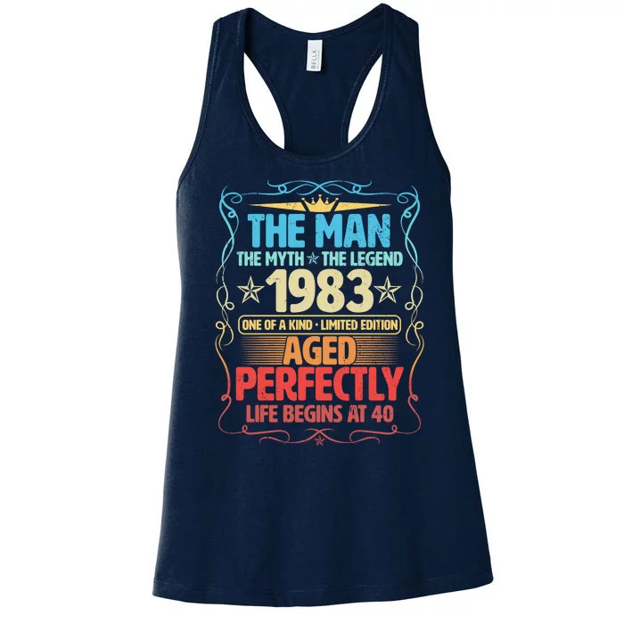 The Man Myth Legend 1983 Aged Perfectly 40th Birthday Women's Racerback Tank