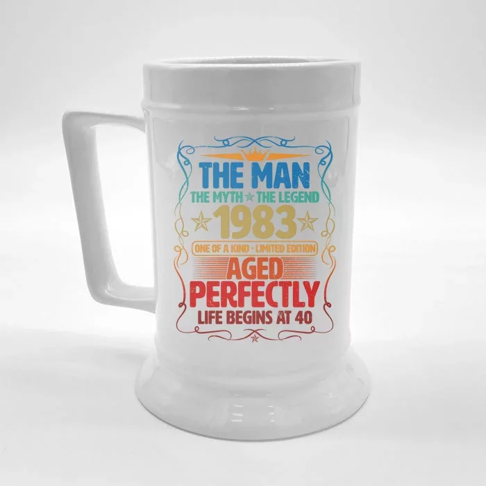 The Man Myth Legend 1983 Aged Perfectly 40th Birthday Front & Back Beer Stein