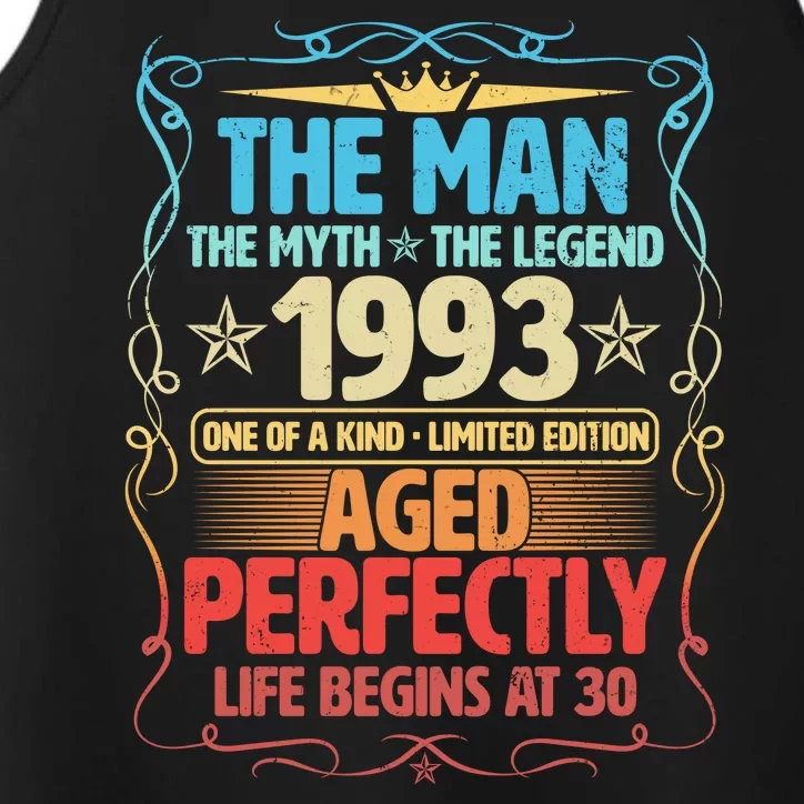 The Man Myth Legend 1993 Aged Perfectly 30th Birthday Performance Tank