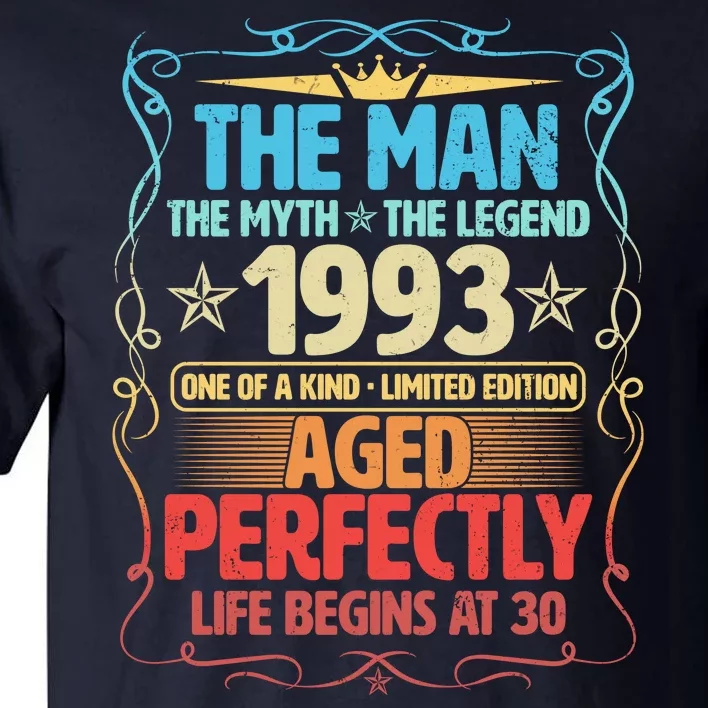 The Man Myth Legend 1993 Aged Perfectly 30th Birthday Tall T-Shirt