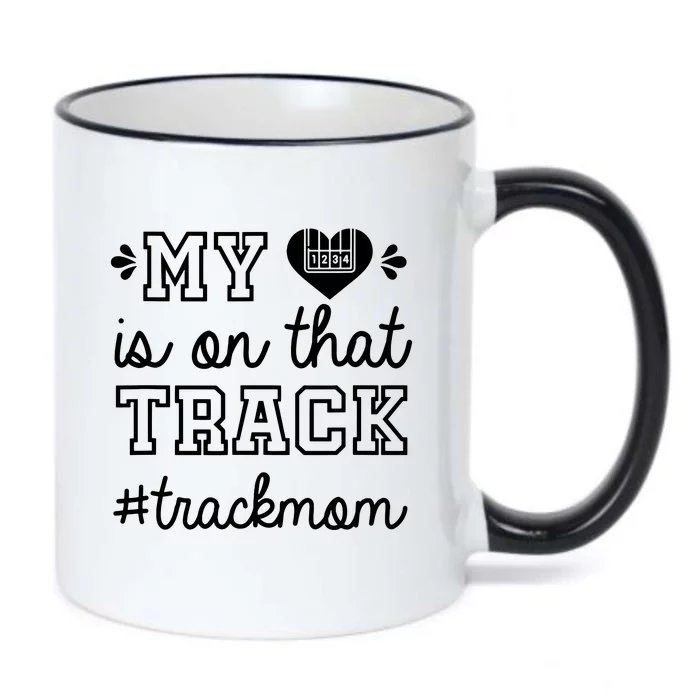 Track Mom My Heart Is On That Track Runner Running Mama Black Color Changing Mug