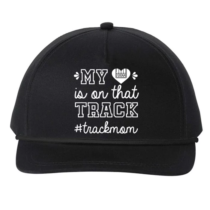 Track Mom My Heart Is On That Track Runner Running Mama Snapback Five-Panel Rope Hat