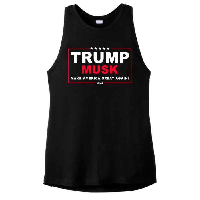 Trump Musk Make America Great Again 2024 Election Ladies Tri-Blend Wicking Tank