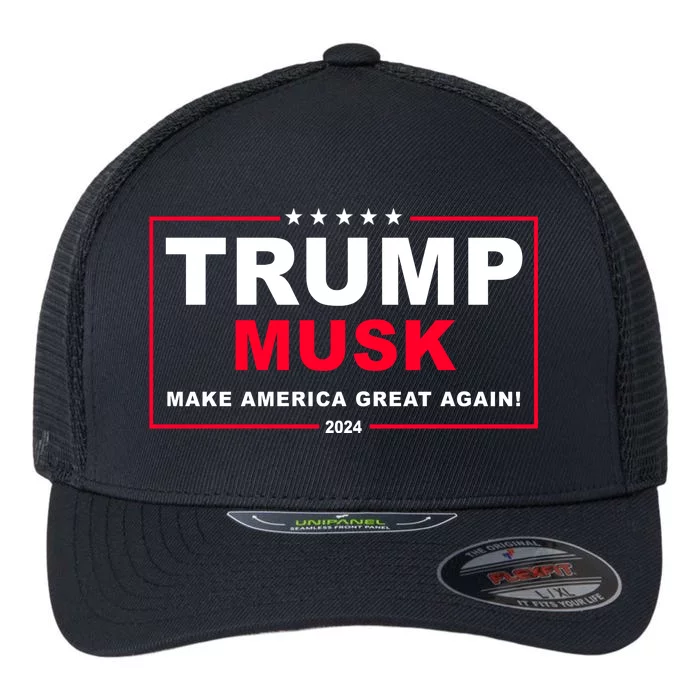 Trump Musk Make America Great Again 2024 Election Flexfit Unipanel Trucker Cap