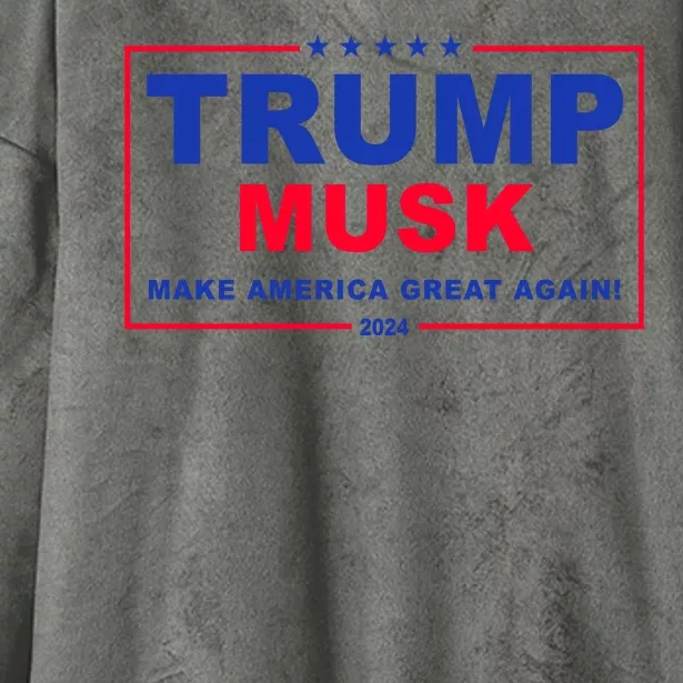 Trump Musk Make America Great Again 2024 Political Hooded Wearable Blanket