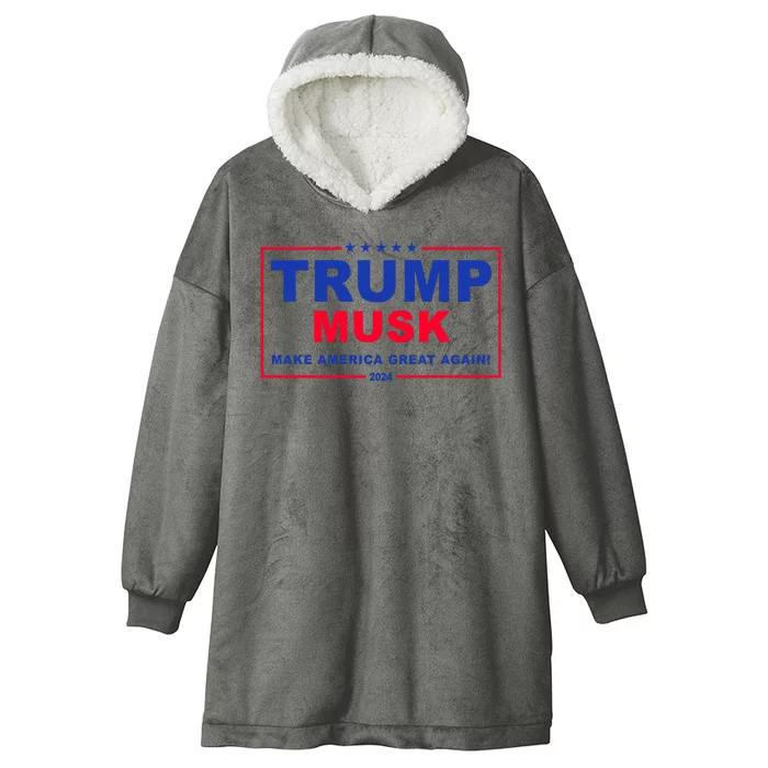 Trump Musk Make America Great Again 2024 Political Hooded Wearable Blanket