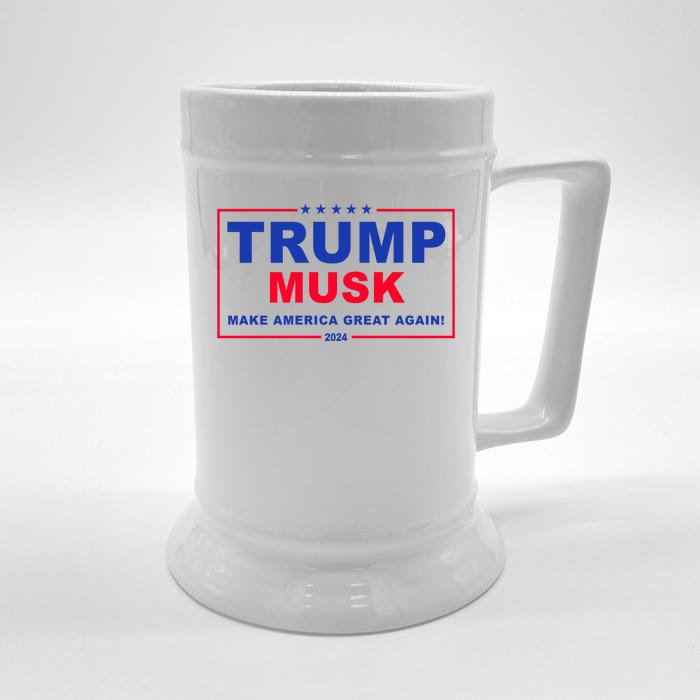 Trump Musk Make America Great Again 2024 Political Front & Back Beer Stein