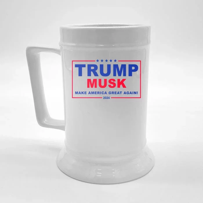 Trump Musk Make America Great Again 2024 Political Front & Back Beer Stein