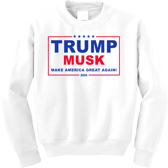 Trump Musk Make America Great Again 2024 Political Kids Sweatshirt