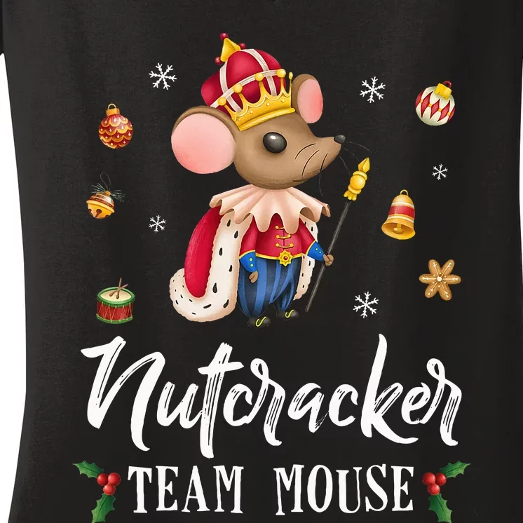 Team Mouse Nutcracker Christmas Dance Soldier Women's V-Neck T-Shirt