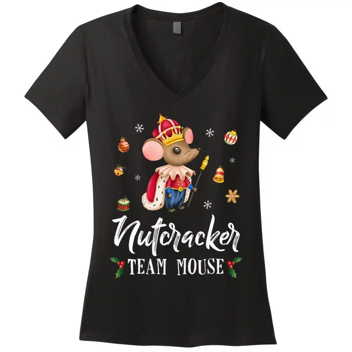 Team Mouse Nutcracker Christmas Dance Soldier Women's V-Neck T-Shirt