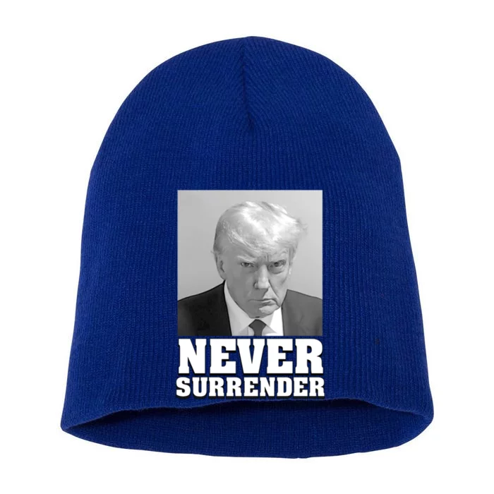 Trump Mugshot Never Surrender Trump Legend Free Trump Gift Short Acrylic Beanie