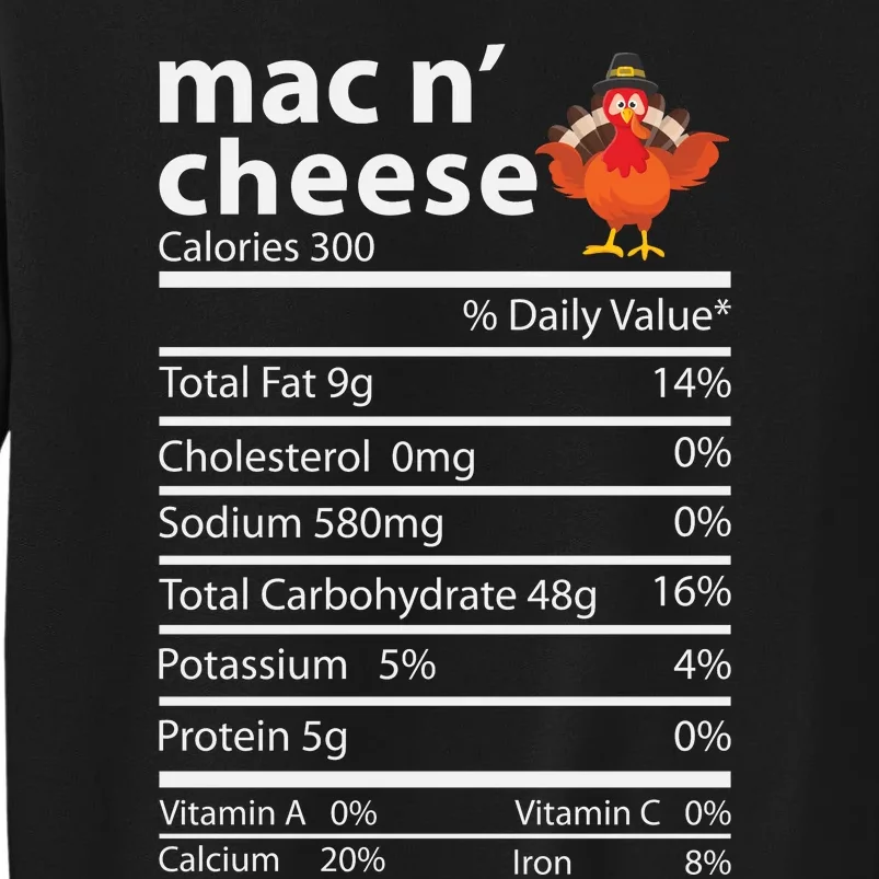 Thanksgiving Mac N Cheese Nutrition Facts Funny Tall Sweatshirt