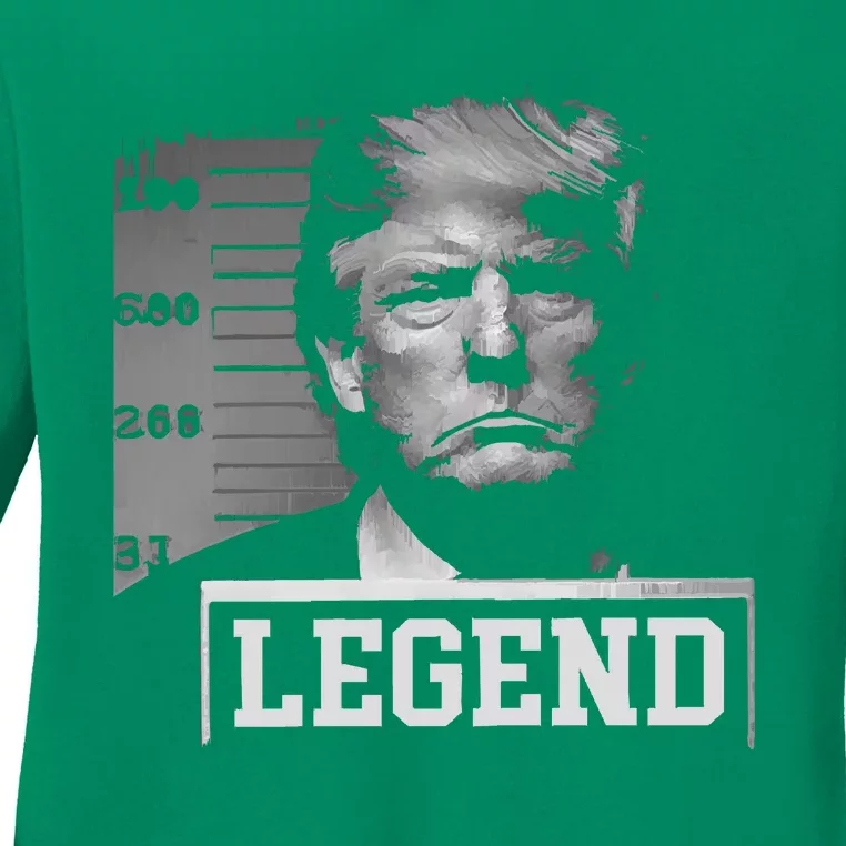 Trump Mugshot Not Guilty Ladies Long Sleeve Shirt