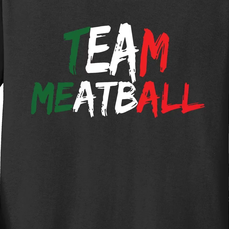 Team Meatball New Jersey Garden Nj Shore Italian Flag Vneck Kids Long Sleeve Shirt