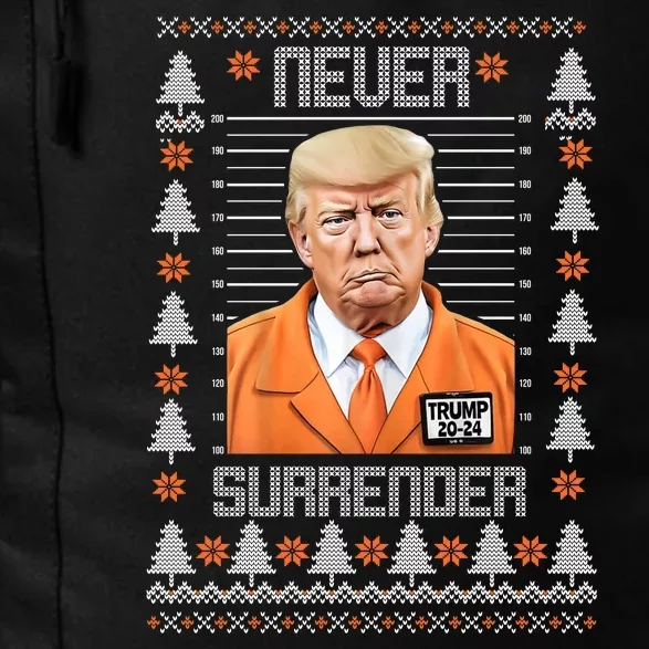 Trump Mugshot Never Surrender Ugly Christmas Daily Commute Backpack