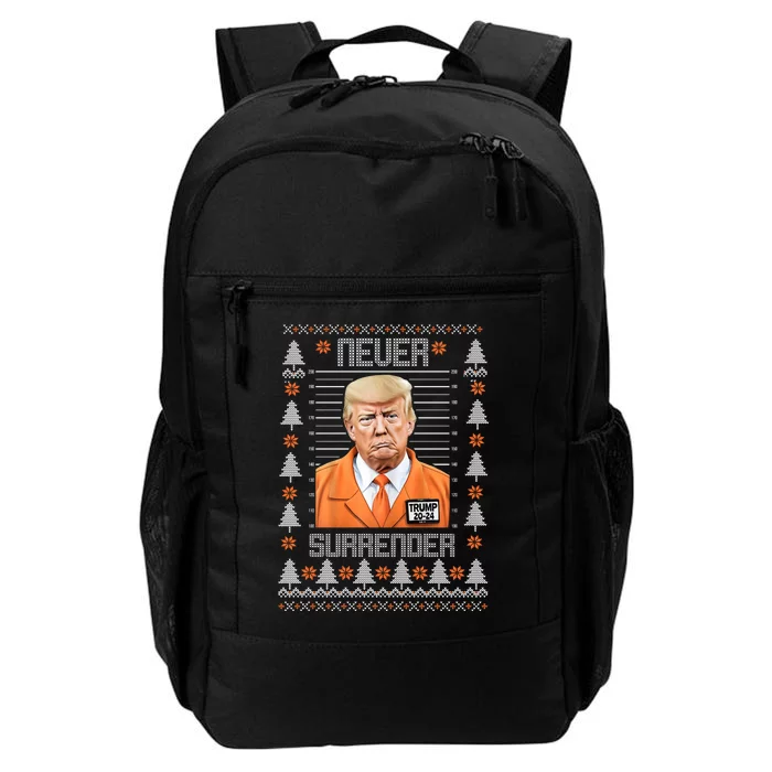 Trump Mugshot Never Surrender Ugly Christmas Daily Commute Backpack