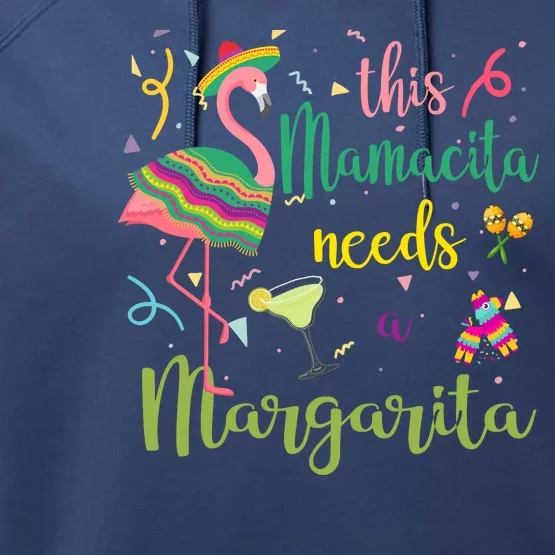 This Mamacita Needs A Margarita Fiesta Flamingo Performance Fleece Hoodie