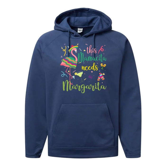 This Mamacita Needs A Margarita Fiesta Flamingo Performance Fleece Hoodie