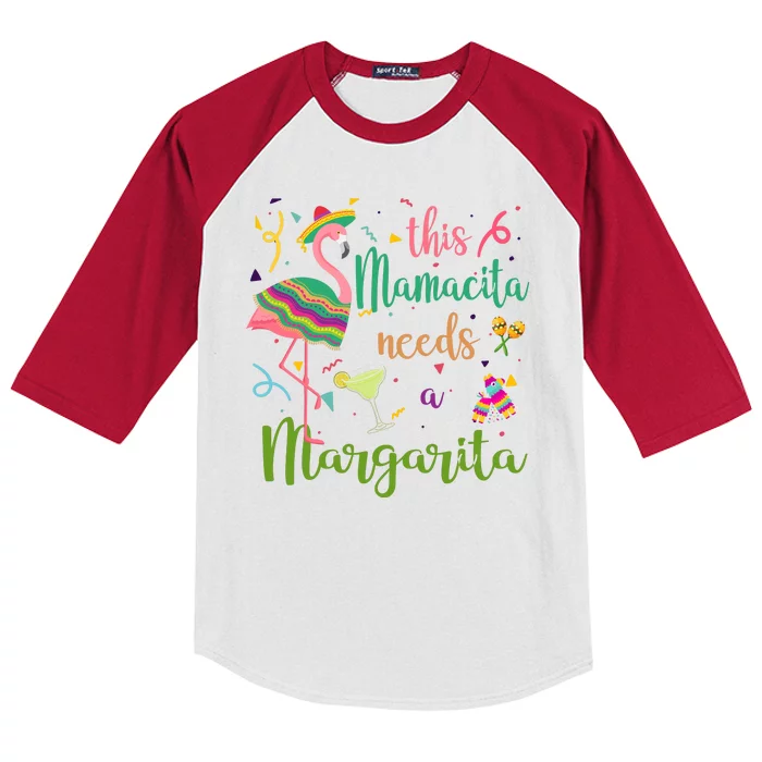 This Mamacita Needs A Margarita Fiesta Flamingo Kids Colorblock Raglan Jersey