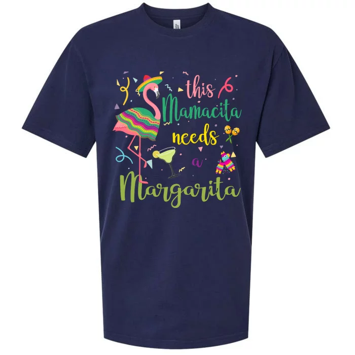 This Mamacita Needs A Margarita Fiesta Flamingo Sueded Cloud Jersey T-Shirt