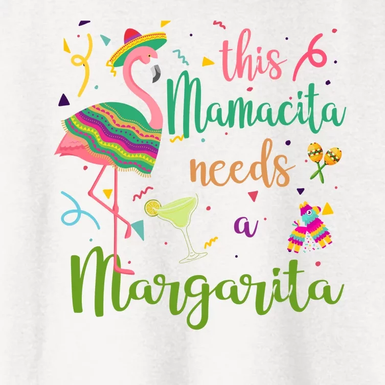 This Mamacita Needs A Margarita Fiesta Flamingo Women's Crop Top Tee