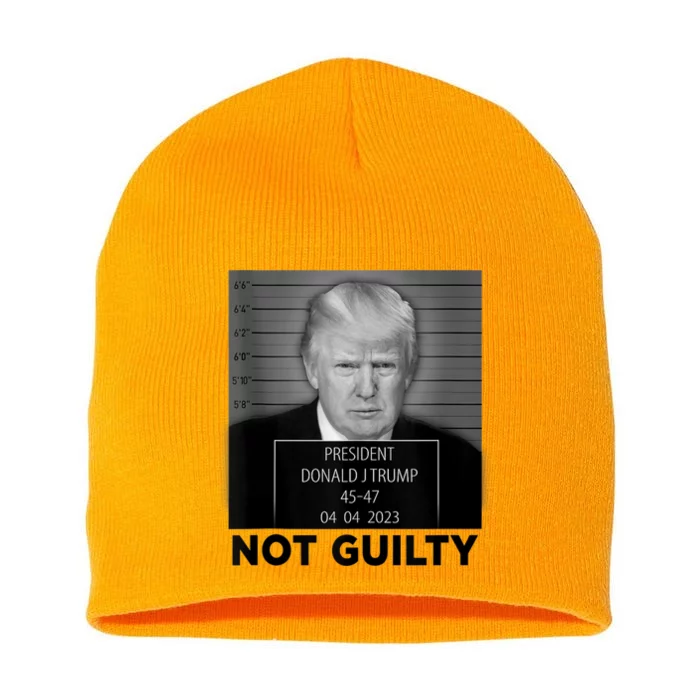 Trump Mugshot Not Guilty 4547 President Trump Arrest Short Acrylic Beanie