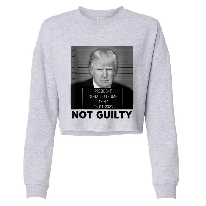 Trump Mugshot Not Guilty 4547 President Trump Arrest Cropped Pullover Crew